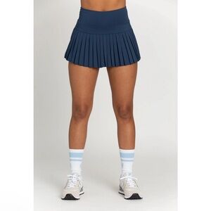 Gold Hinge Stone navy pleated tennis skirt